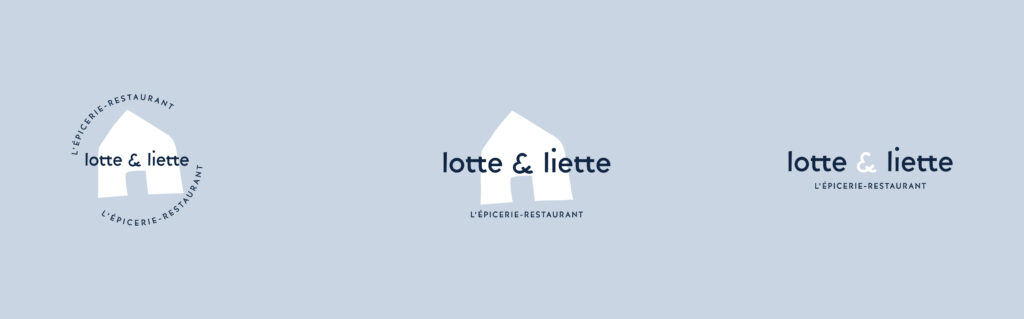 Différentes variantes de l'identité de l'épicerie restaurant Lotte & Liette.